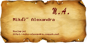 Mikó Alexandra névjegykártya